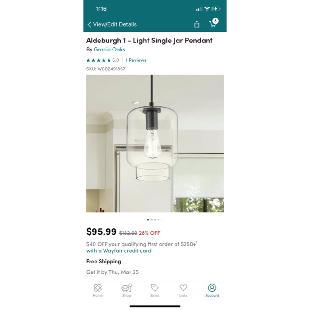 Single pendant light